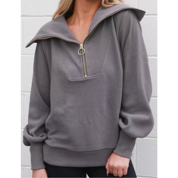 VARLEY Vine Ottoman Half Zip Pullover in Charcoal- LG - Picture 1 of 6